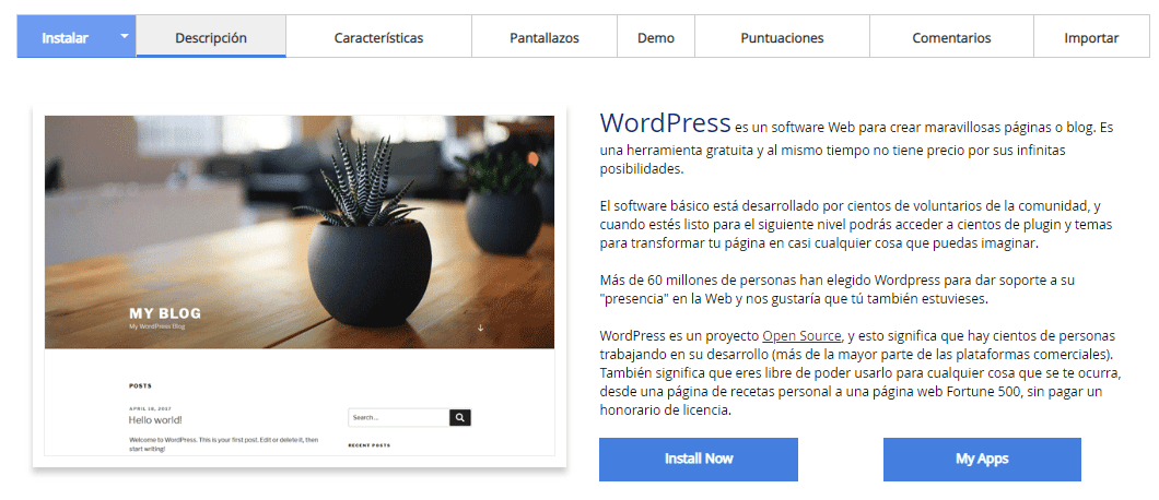 instalar wordpress con un clic